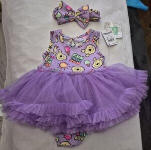 Disney Purple Bodysuit with Tutu and Headband